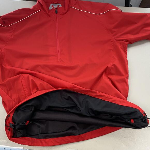 Under Armour Performance Golf Jacket Mens Large Red Short Sleeve 1/4 Zip Wind - Picture 10 of 14